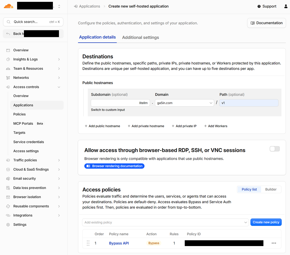 Cloudflare Access Policy Allow v1 API