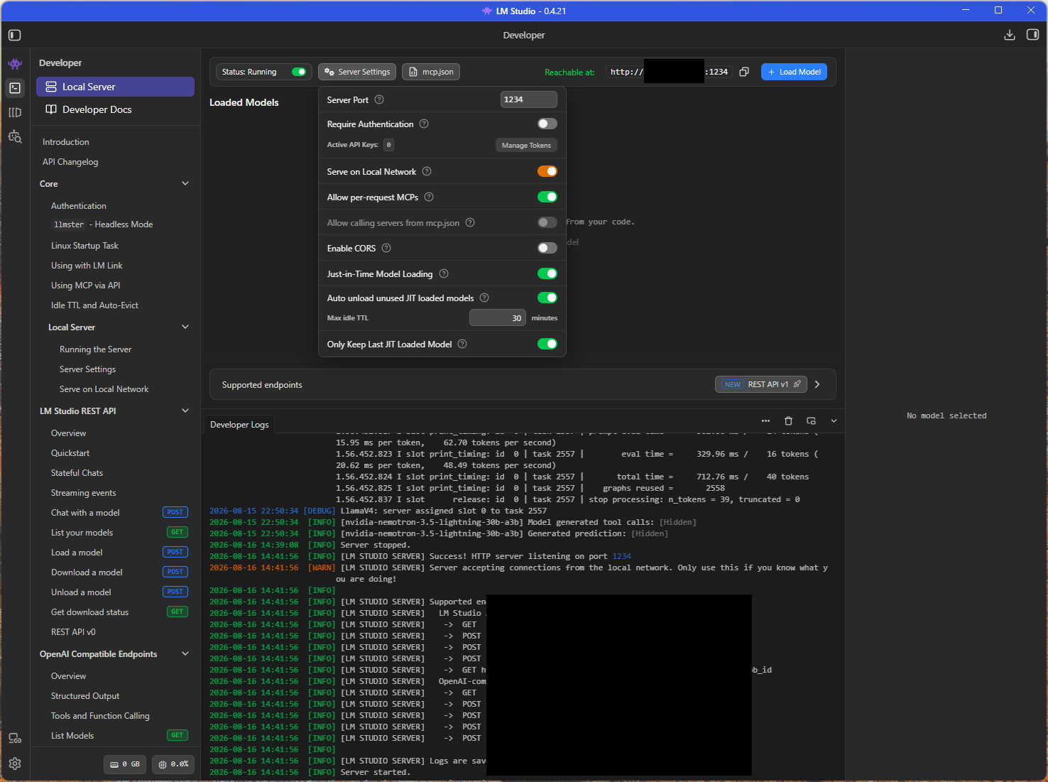 LM Studio Server Settings